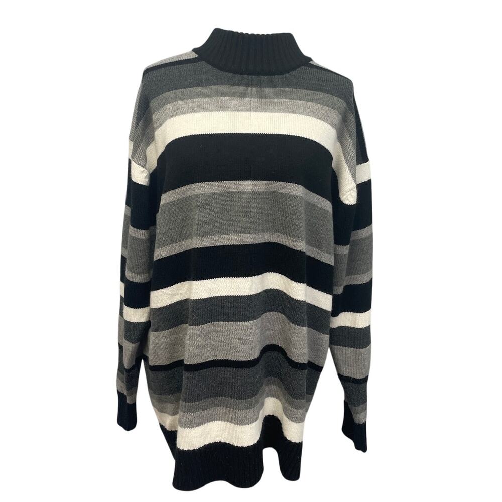Bluez Mens 3X 100% Acrylic Striped Long Sleeve Turtle Neck Knit Sweater